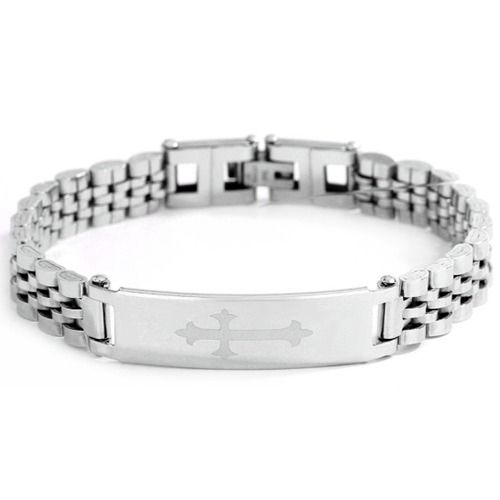 ***COI Titanium Black/Gold Tone/Silver Cross Bracelet With Steel Clasp(Length: 8.27 inches)-01404AA