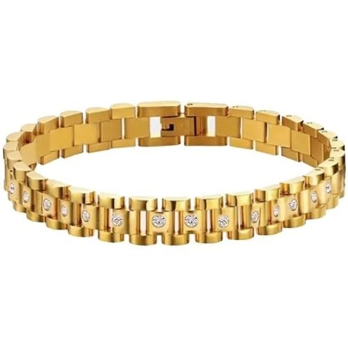***COI Titanium Black/Gold Tone/Silver Cubic Zirconia Bracelet With Steel Clasp(Length: 8.27 inches)-01406AA