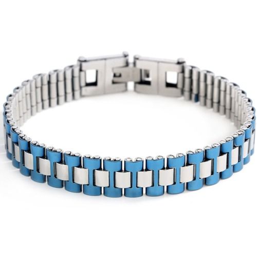 ***COI Titanium Blue Silver Bracelet With Steel Clasp(Length: 8.27 inches)-01409AA