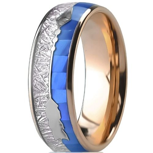 ***COI Tungsten Carbide Meteorite & Abalone Shell Dome Court Ring with Arrow-01447AA