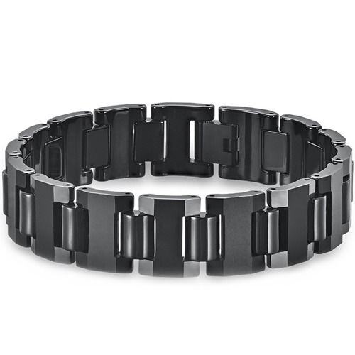 ***COI Black Tungsten Carbide Bracelet With Steel Clasp(Length: 8.27 inches)-01473AA