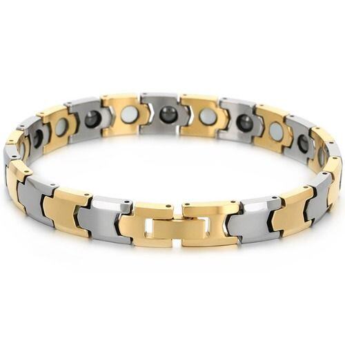 ***COI Tungsten Carbide Silver/Gold Tone Silver Bracelet With Steel Clasp(Length: 7.87 inches)-01479AA