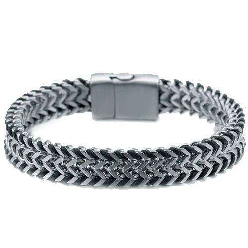 ***COI Titanium Black Gold Tone/Silver Bracelet With Steel Clasp(Length: 8.46 inches)-01489AA