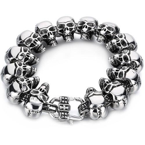 ***COI Titanium Skull Bracelet With Steel Clasp(Length: 8.66 inches)-01490AA