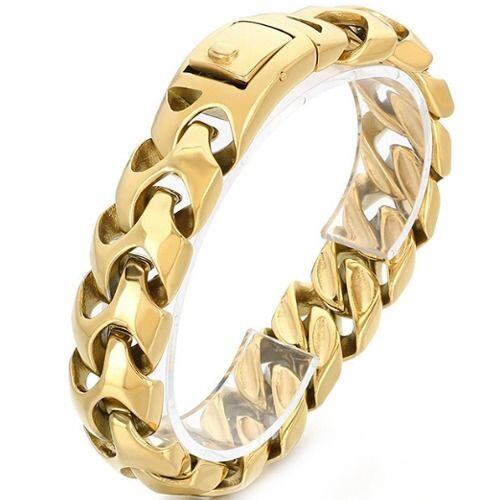 ***COI Titanium Black/Gold Tone/Silver Bracelet With Steel Clasp(Length: 8.66 inches)-01496AA