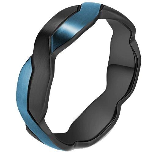***COI Titanium Black Gold Tone/Blue Ring-01527AA
