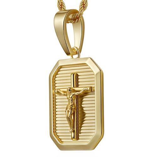 ***COI Titanium Gold Tone/Silver Jesus Cross Pendant-01532AA