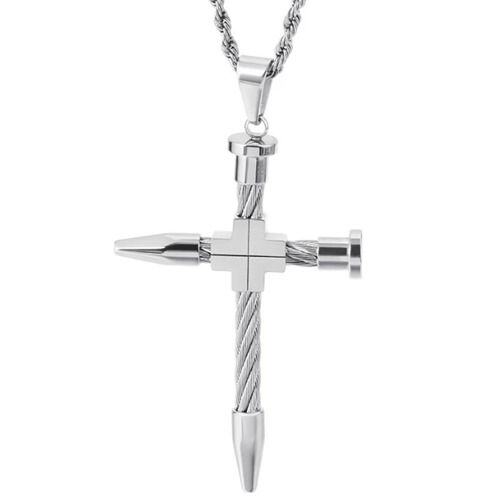 ***COI Titanium Black/Gold Tone/Silver/Blue Wire Cross Pendant-01560AA