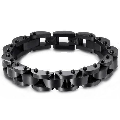 ***COI Black Titanium Bracelet With Steel Clasp(Length: 8.66 inches)-01570AA