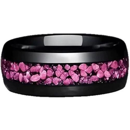 ***COI Black Titanium Created Pink Sapphire Dome Court Ring-01583AA
