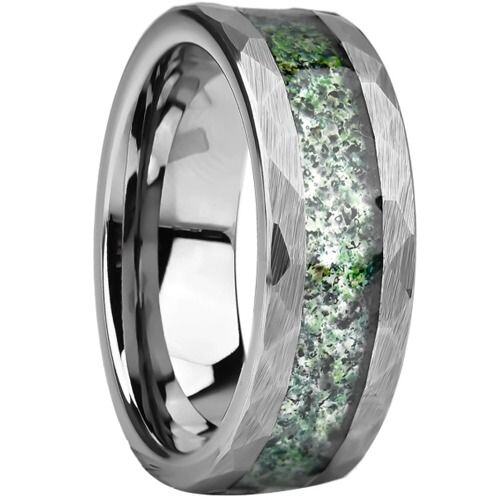 ***COI Tungsten Carbide Faceted Ring With Meteorite-01599AA