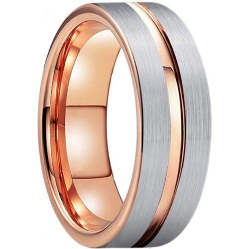 ***COI Tungsten Carbide Rose Silver Center Groove Ring-01600AA