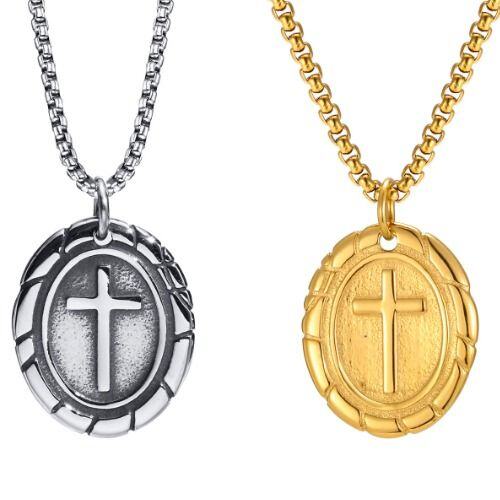 ***COI Titanium Black Silver/Gold Tone Cross Pendant-01626AA