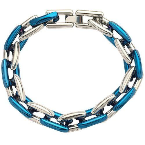 ***COI Titanium Blue Silver Bracelet With Steel Clasp(Length: 8.27 inches)-01648AA