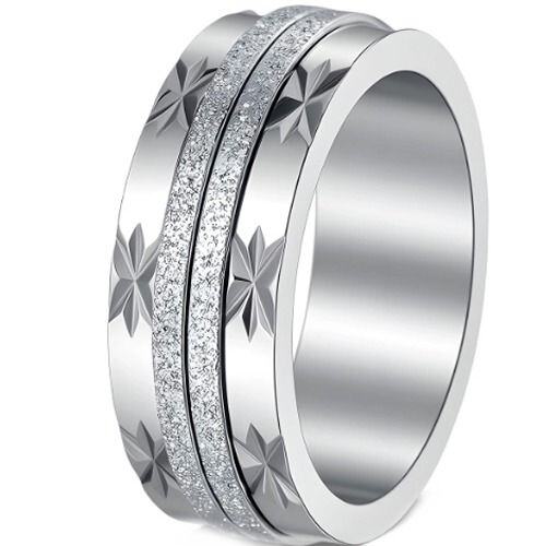 ***COI Titanium Sandblasted Rotating Ring With Stars-01653AA