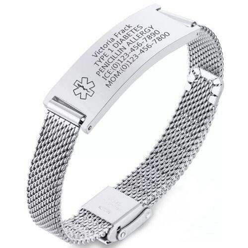 ***COI Titanium Black/Gold Tone/Silver/Rose Medical Alert Bracelet With Steel Clasp(Length: 8.27 inches)-01676AA