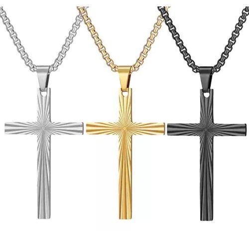 ***COI Titanium Black/Gold Tone/Silver Cross Pendant-01695AA