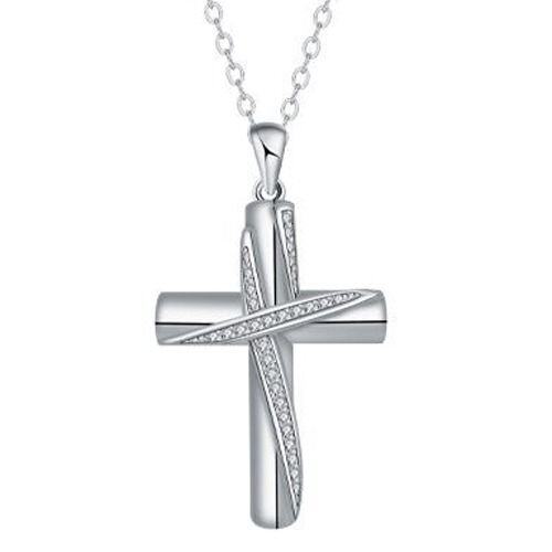 ***COI Titanium Cross Pendant With Cubic Zirconia-01715AA