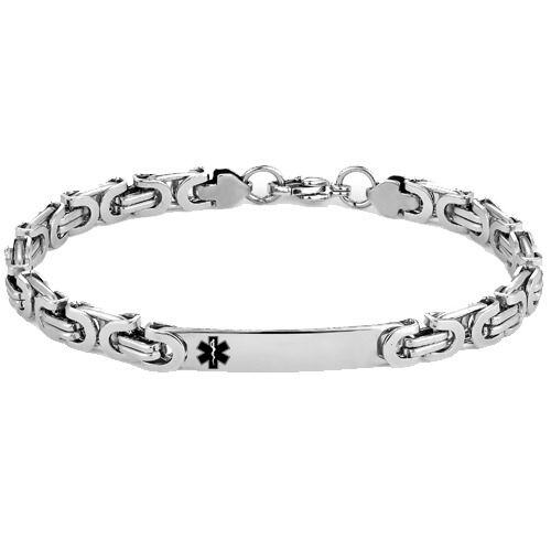 ***COI Titanium Black Silver/Silver Medical Alert Bracelet With Steel Clasp(Length: 8.27 inches)-01730AA