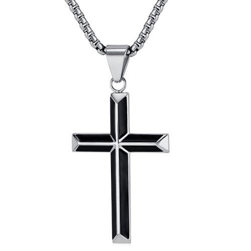 ***COI Titanium Black Gold Tone/Silver Cross Pendant-01752AA