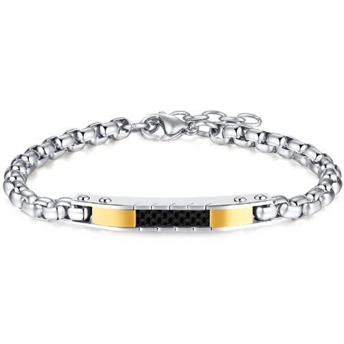 ***COI Titanium Black Gold Tone Silver Bracelet With Steel Clasp(Length: 8.27 inches)-01759AA