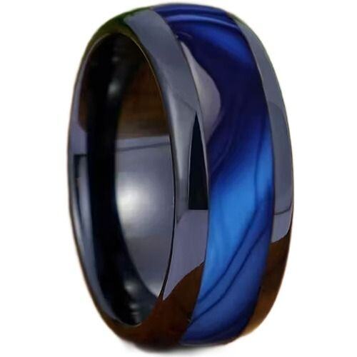 ***COI Black Titanium Abalone Shell Dome Court Ring-01768AA