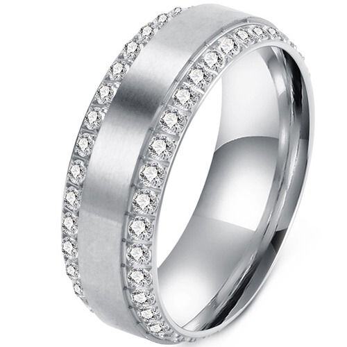 ***COI Titanium Gold Tone/Silver Ring With Cubic Zirconia-01864AA