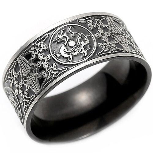 ***COI Titanium Black/Gold Tone Dragon Celtic Ring-01866AA