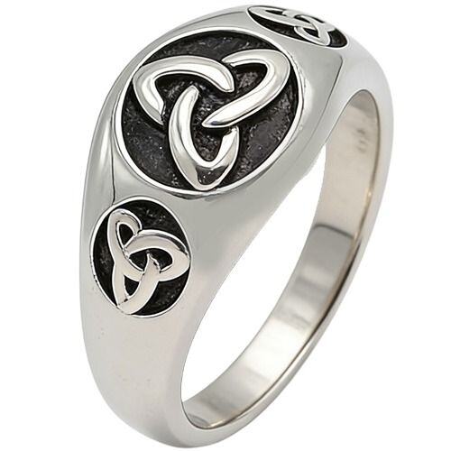 ***COI Titanium Black Silver Trinity Knot Ring-01868AA
