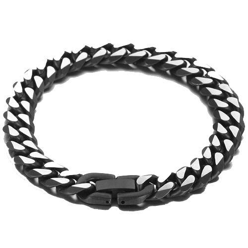 ***COI Titanium Black Silver Bracelet With Steel Clasp(Length: 8.27 inches)-01895AA