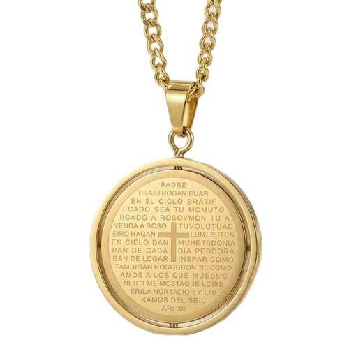 ***COI Titanium Gold Tone/Silver Cross Prayer Tag Pendant-01899AA
