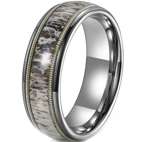 ***COI Tungsten Carbide Wire Ring With Deer Antler-01923AA