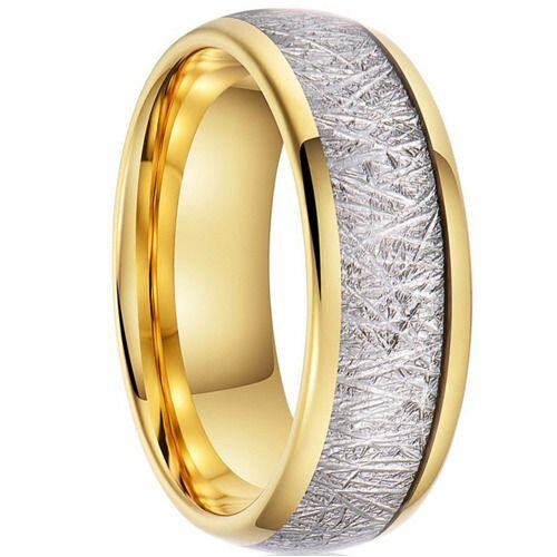 ***COI Gold Tone Tungsten Carbide Dome Court Ring With Meteorite-01940AA
