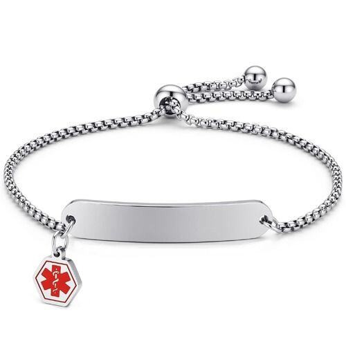 ***COI Titanium Gold Tone/Silver Medical Alert Bracelet With Steel Clasp(Length: 8.27 inches)-01945AA