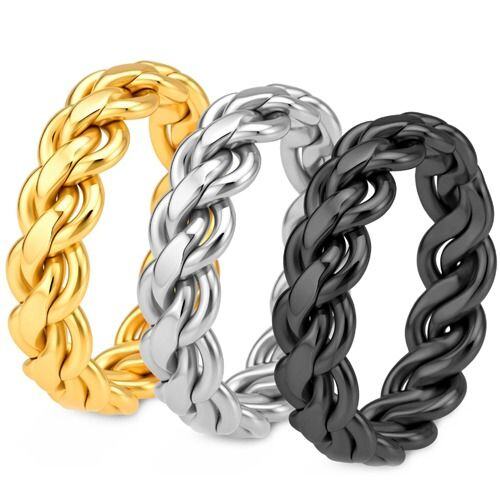 ***COI Titanium Black/Gold Tone/Silver Infinity Ring-01962AA