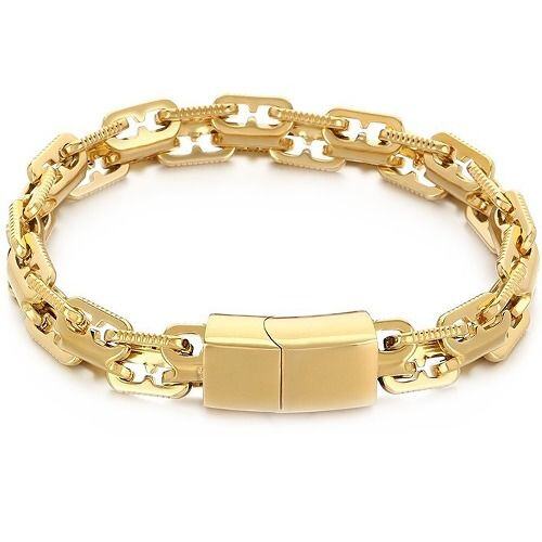 ***COI Titanium Black/Gold Tone/Silver Bracelet With Steel Clasp(Length: 8.27 inches)-01980AA