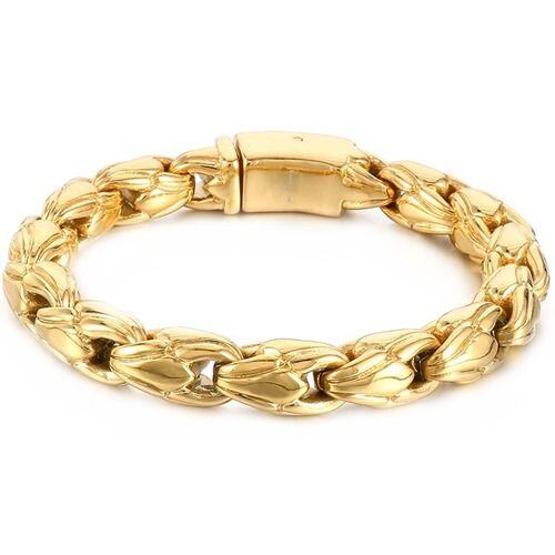 ***COI Titanium Gold Tone/Silver Bracelet With Steel Clasp(Length: 8.66 inches)-01991AA