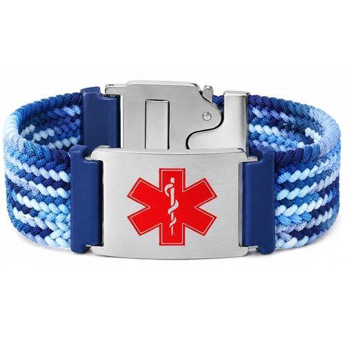 ***COI Titanium Medical Alert Cotton Bracelet With Steel Clasp(Length: 7.28 inches)-01999AA