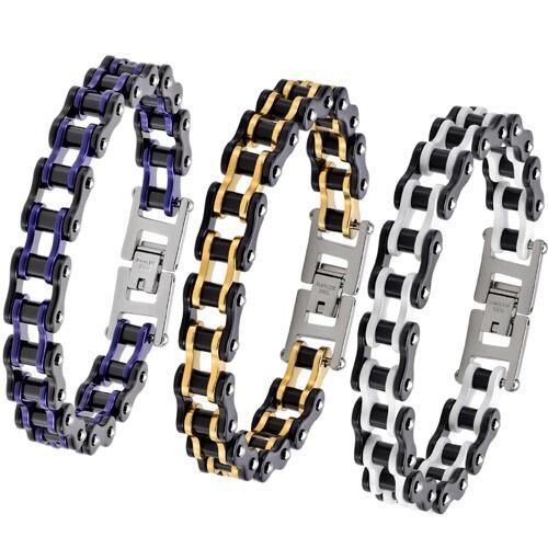 ***COI Titanium Black Blue/Gold Tone/White Bracelet With Steel Clasp(Length: 8.27 inches)-02017AA