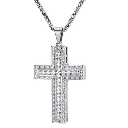 ****COI Titanium Gold Tone/Silver Cross Pendant With Cubic Zirconia-02034AA