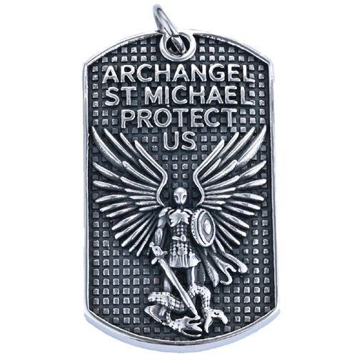 ****COI Titanium Black Silver St Michael Protect Us-02036AA