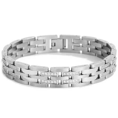 ***COI Titanium Cubic Zirconia Bracelet With Steel Clasp(Length: 8.66 inches)-02039AA