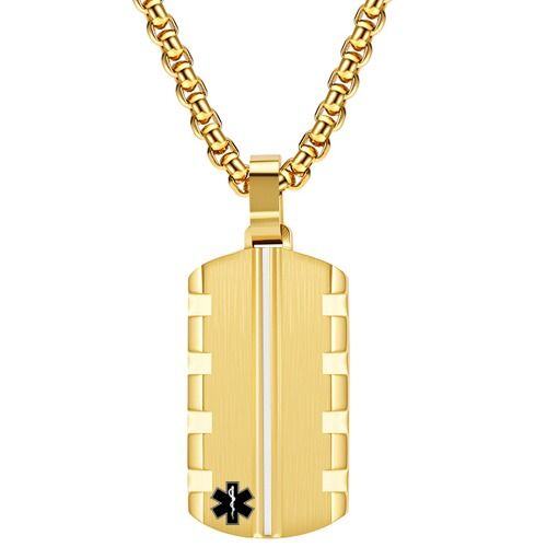 ****COI Titanium Black/Gold Tone Medical Alert Pendant-02074AA