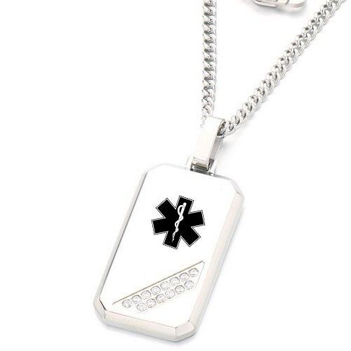 ****COI Titanium Black/Gold Tone/Silver Medical Alert Pendant With Cubic Zirconia-02075AA