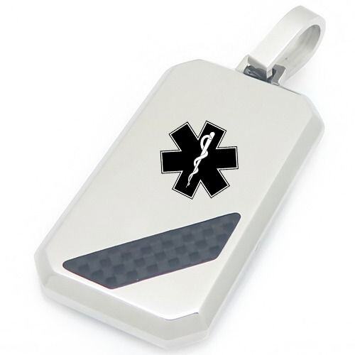 ****COI Titanium Gold Tone/Silver Carbon Fiber Medical Alert Pendant-02086AA