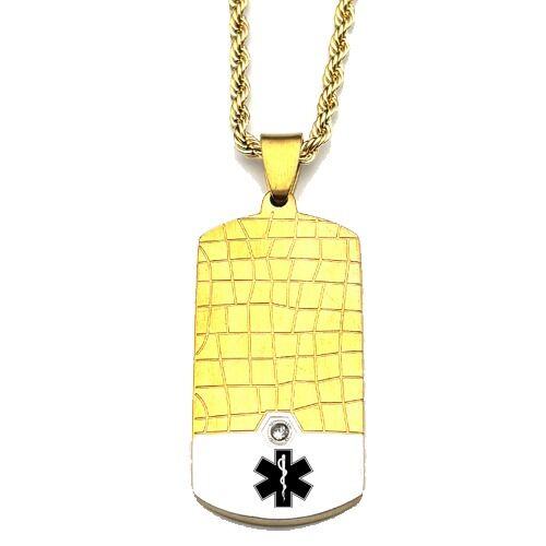 ****COI Titanium Black Silver/Gold Tone Silver Medical Alert Pendant-02089AA
