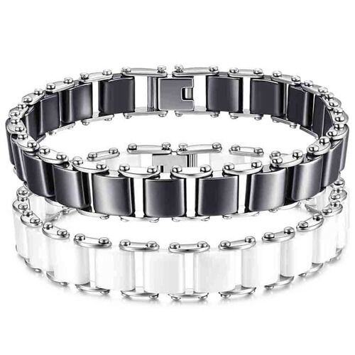 ****COI Titanium Ceramic Bracelet With Steel Clasp(Length: 7.87 inches)-02094AA
