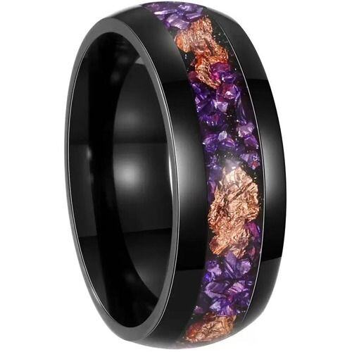 ****COI Black Titanium Gold Tone Amethyst/Crushed Opal Dome Court Ring-02098AA