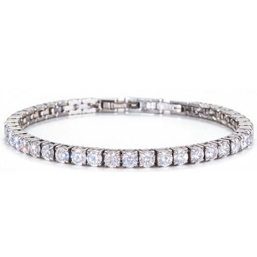 ****COI Titanium Gold Tone/Silver Cubic Zirconia Tennis Bracelet With Steel Clasp(Length: 8.27 inches)-02108AA