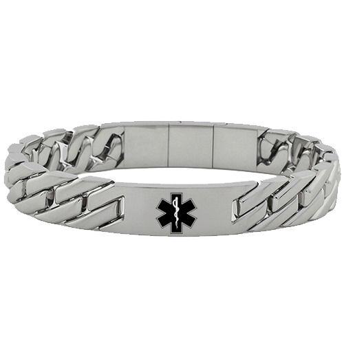 ****COI Titanium Black/Gold Tone/Silver Medical Alert Bracelet With Steel Clasp(Length: 8.27 inches)-02119AA